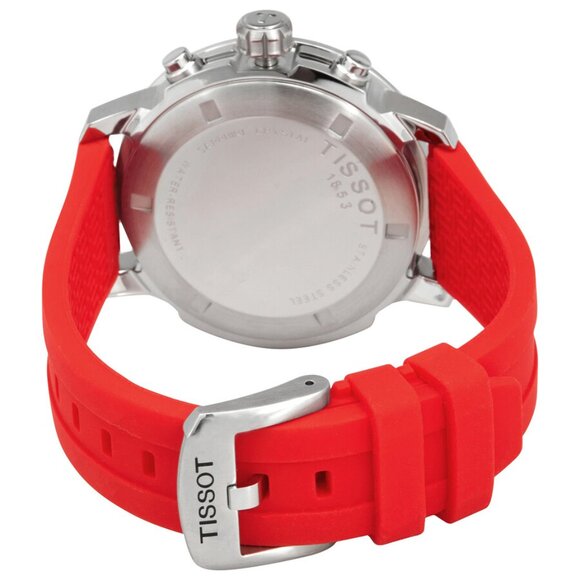 Tissot PRC 200 Chronograph, Silver Dial, Red Band,  42mm, Original Box - Picture 3 of 12